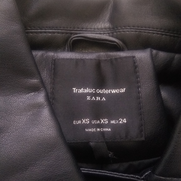 Zara asymmetric biker faux leather jacket belted - Picture 6 of 7